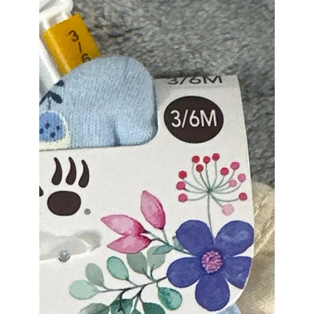 Bearpaw Baby Girls 3 Piece Bodysuit Bloomer and‎ Hat Set Blue Cream 3/6M NWT